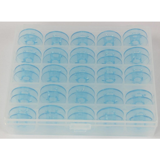 Boîte de rangement en pvc souple  avec 25 canettes bleues translucides pour GRITZNER - PFAFF - SILVER - ZETINA