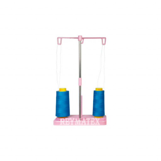 Porte cônes universel de couleur rose pour 3 bobines + rangement pour canettes