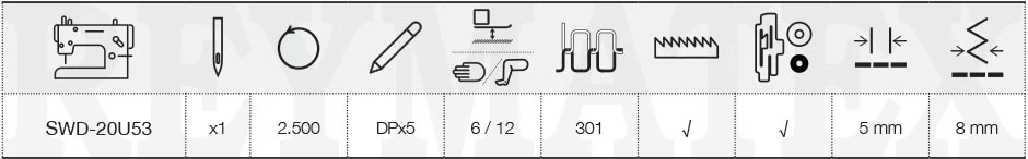 Caract&eacute;ristiques techniques SEWMAQ 20U53